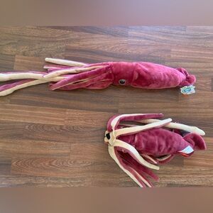 Set Of 2 Wild Republic Giant Plush Squid New Toy Stuffed Animal Kids Gift Play